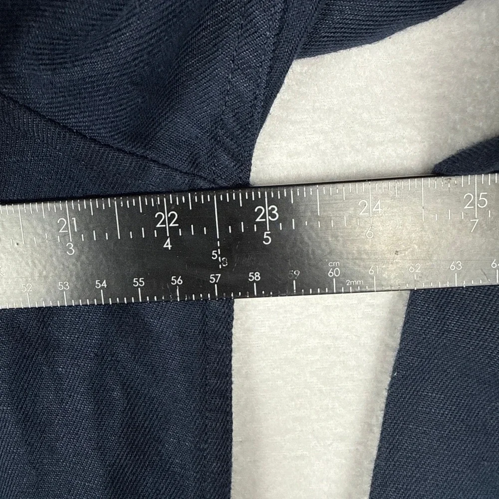 Banana Republic Linen Shacket Mens Large Tall Coaches Shirt Jacket Navy Blue - Picture 7 of 10